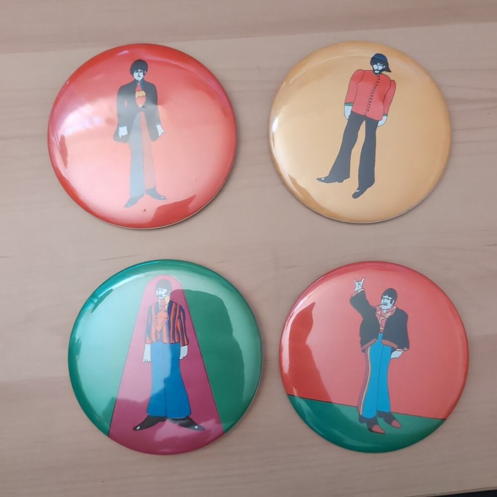 1968 The Beatles Button/Pins Set 4 King Features Yellow Sub Primrose England